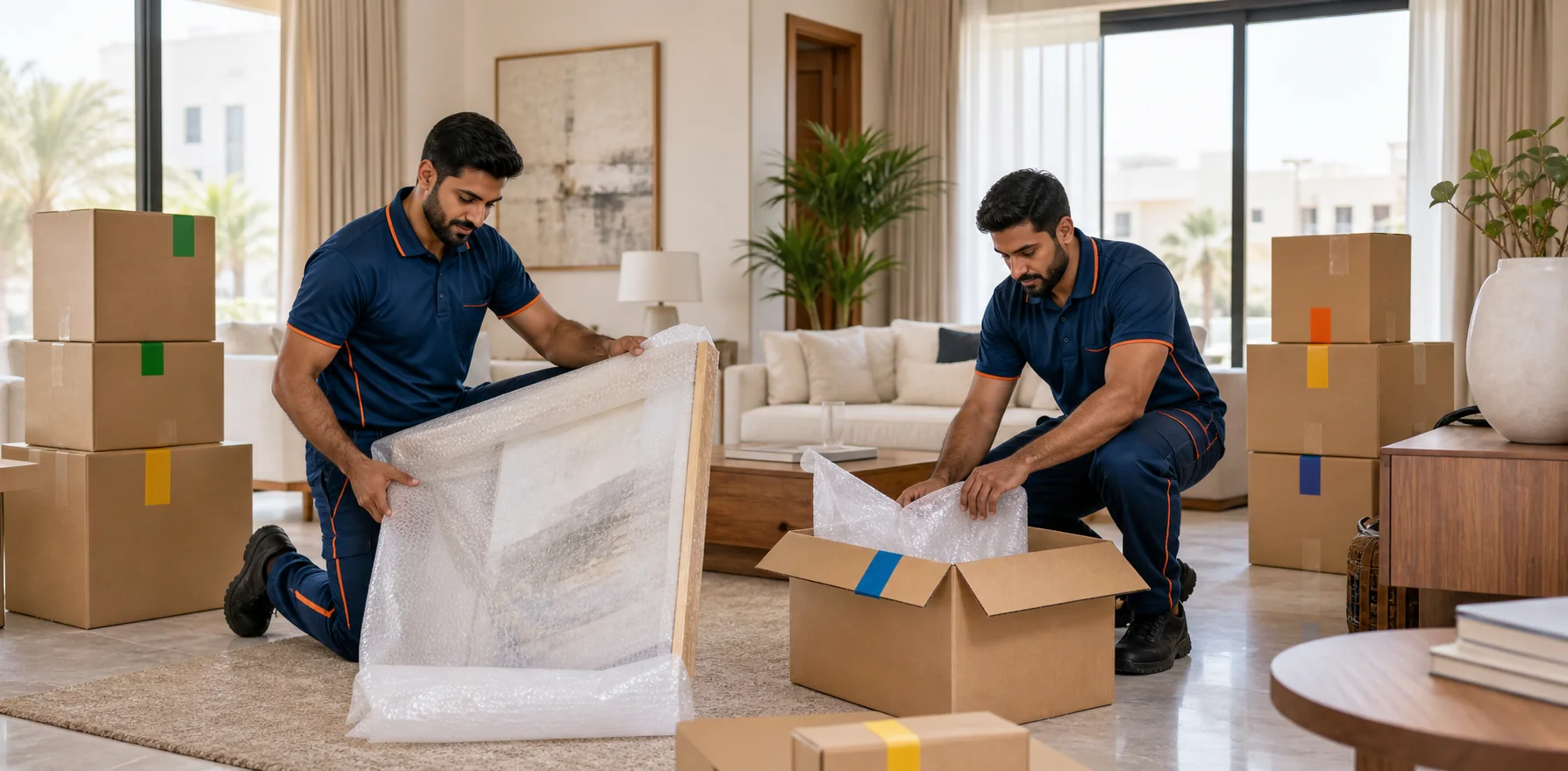 Labelled cartons prepared for moving in Ras Al Khaimah
