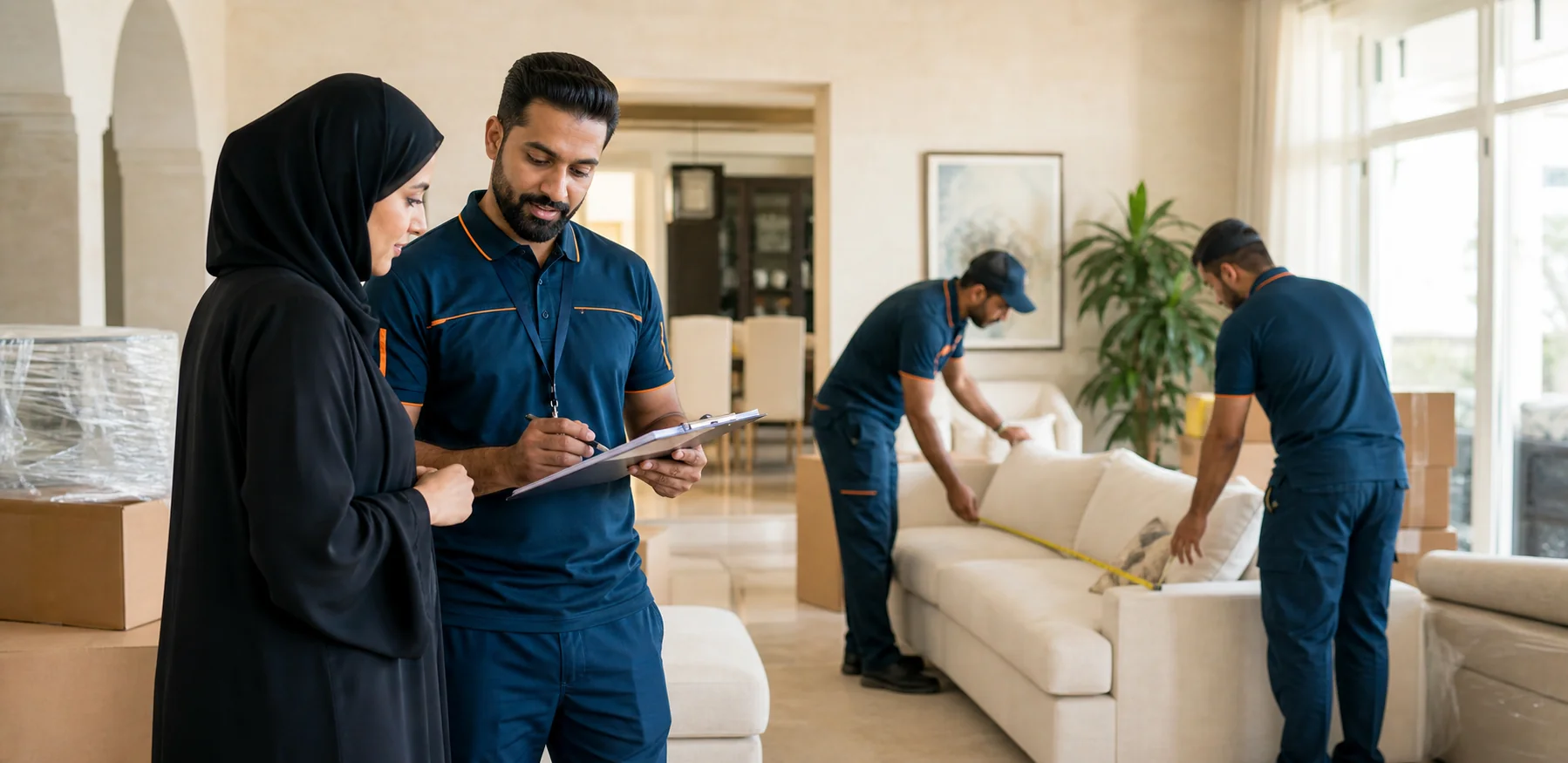 Call Me Movers reviewing access for a move in Ras Al Khaimah
