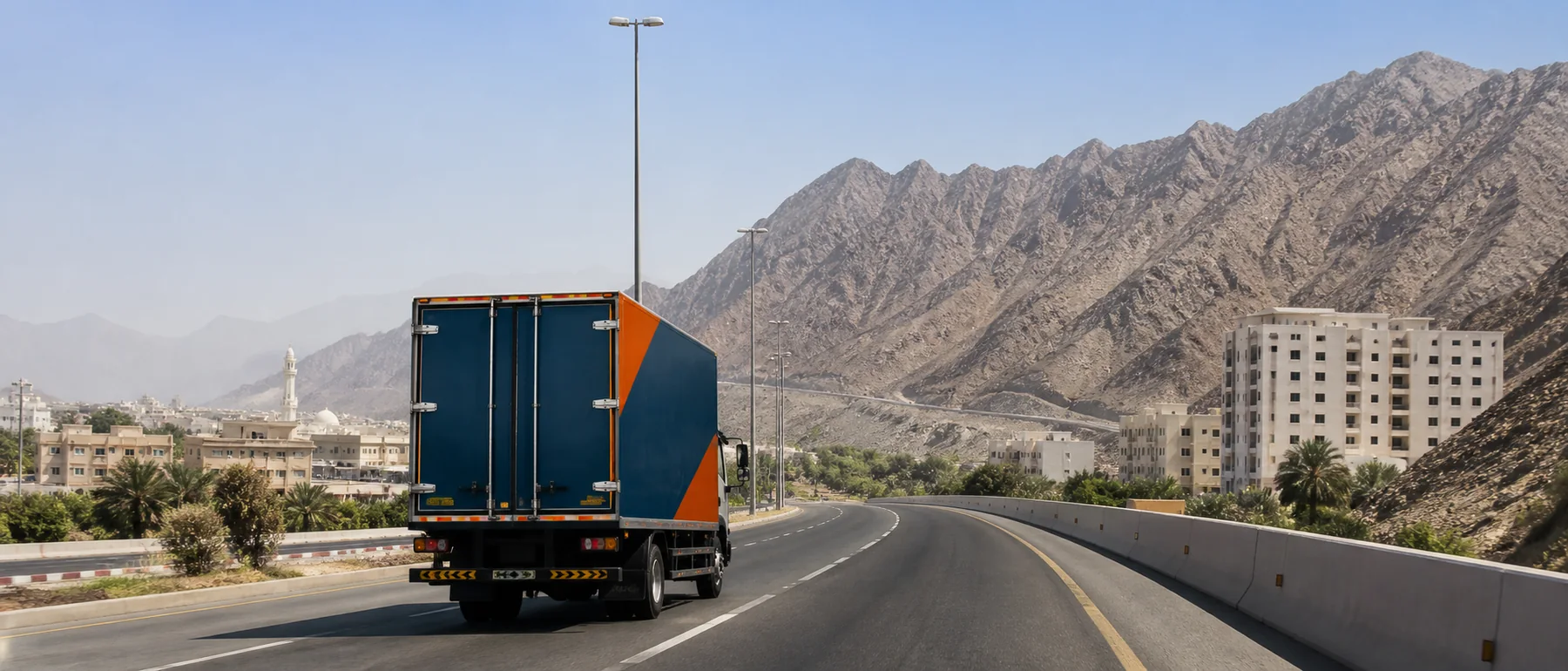 Dubai–Fujairah moves include eastern mountain-road timing in the domestic plan.